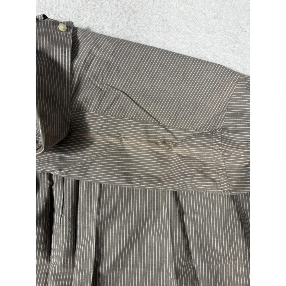 Roundtree &‎ Yorke Casuals Shirt Mens XL Brown Pinstripe Cotton Good Button Down